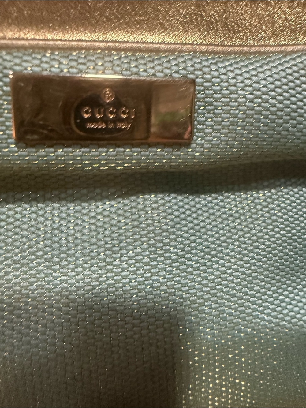 🇺🇸Authentic Gucci Vintage Mini Hobo Bag Aqua & Champagne Metallic Y2K Made Italy - Picture 3 of 10